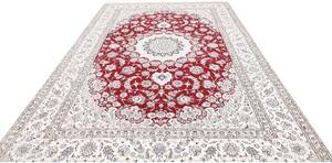 Tappeto Nain 9la Medaglione Floreale Rosso Avorio 248x357 Cm
