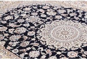 Tappeto Nain 9la Medaglione Floreale Blu Scuro Avorio 200x312 Cm