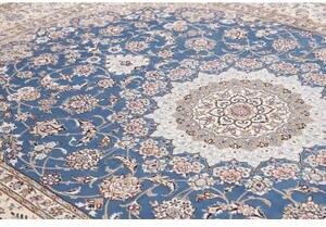 Tappeto Nain 9la Medaglione Floreale Blu Avorio 253x359 Cm