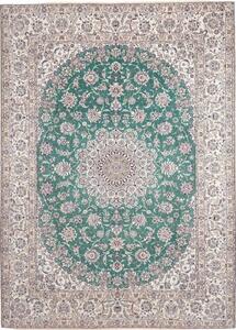 Tappeto Nain 9la Medaglione Floreale Verde Avorio 252x350 Cm