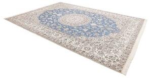 Tappeto Nain 9la Medaglione Floreale Azzurro Avorio 253x347 Cm