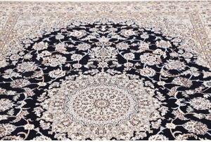 Tappeto Nain 9la Medaglione Floreale Blu Scuro Avorio 200x312 Cm