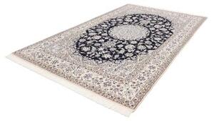 Tappeto Nain 9la Medaglione Floreale Blu Scuro Avorio 200x312 Cm