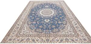 Tappeto Nain 9la Medaglione Floreale Blu Avorio 253x359 Cm