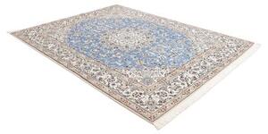Tappeto Nain 9la Medaglione Floreale Celeste Avorio 203x257 Cm