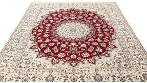 Tappeto Nain 9la Medaglione Floreale Avorio Rosso 207x262 Cm