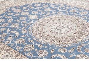 Tappeto Nain 9la Medaglione Floreale Azzurro Avorio 253x347 Cm