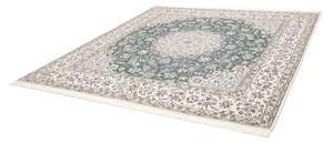 Tappeto Nain 9la Medaglione Floreale Verde Petrolio Avorio Quadrato 251x253 Cm