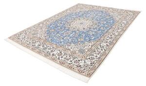 Tappeto Nain 9la Medaglione Floreale Celeste Avorio 203x257 Cm