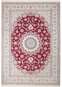 Tappeto Nain 9la Medaglione Floreale Rosso Avorio 250x352 Cm
