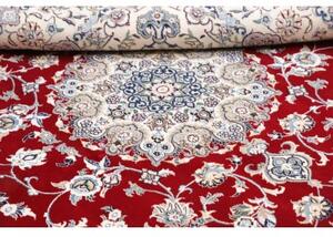 Tappeto Nain 9la Medaglione Floreale Rosso Avorio Quadrato 195x205 Cm