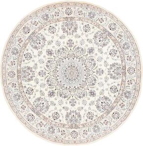 Tappeto Nain 9la Medaglione Floreale Avorio Blu Scuro Rotondo 205x205 Cm