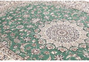 Tappeto Nain 9la Medaglione Floreale Verde Avorio 200x298 Cm