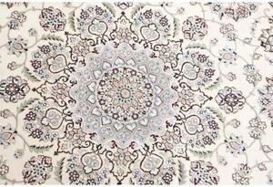 Tappeto Nain 9la Medaglione Floreale Avorio Blu Scuro Rotondo 205x205 Cm
