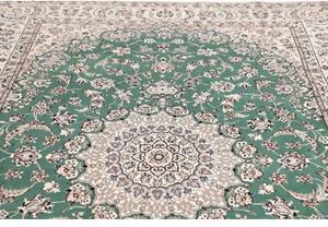 Tappeto Nain 9la Medaglione Floreale Verde Avorio 200x298 Cm