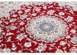 Tappeto Nain 9la Medaglione Floreale Rosso Avorio Quadrato 195x205 Cm