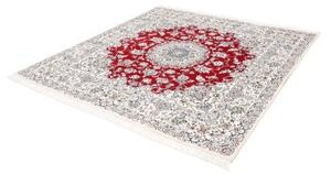 Tappeto Nain 9la Medaglione Floreale Rosso Avorio Quadrato 195x205 Cm