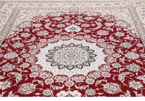 Tappeto Nain 9la Medaglione Floreale Rosso Scuro Avorio 250x358 Cm