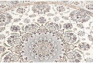 Tappeto Nain 9la Medaglione Floreale Avorio Blu Scuro Rotondo 205x205 Cm