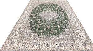 Tappeto Nain 9la Medaglione Floreale Verde Avorio 202x308 Cm