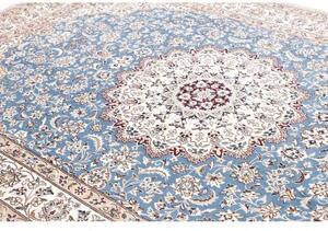 Tappeto Nain 9la Medaglione Floreale Avorio Blu 210x306 Cm