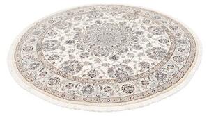 Tappeto Nain 9la Medaglione Floreale Avorio Blu Scuro Rotondo 205x205 Cm