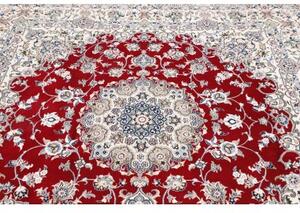 Tappeto Nain 9la Medaglione Floreale Rosso Avorio Quadrato 195x205 Cm