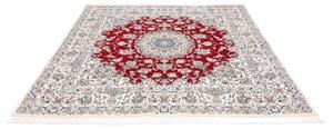 Tappeto Nain 9la Medaglione Floreale Rosso Avorio Quadrato 195x205 Cm