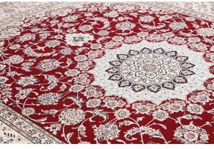 Tappeto Nain 9la Medaglione Floreale Rosso Scuro Avorio 250x358 Cm
