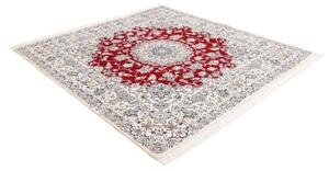 Tappeto Nain 9la Medaglione Floreale Rosso Avorio Quadrato 195x205 Cm