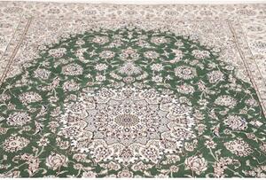 Tappeto Nain 9la Medaglione Floreale Verde Avorio 202x308 Cm