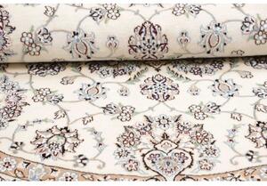 Tappeto Nain 9la Medaglione Floreale Avorio Blu Scuro Rotondo 205x205 Cm