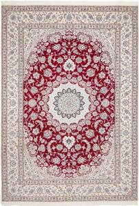 Tappeto Nain 9la Medaglione Floreale Rosso Scuro Avorio 250x358 Cm