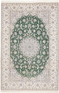Tappeto Nain 9la Medaglione Floreale Verde Avorio 202x308 Cm