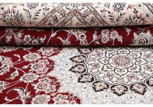 Tappeto Nain 9la Medaglione Floreale Rosso Scuro Avorio 250x358 Cm