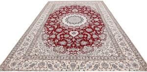 Tappeto Nain 9la Medaglione Floreale Rosso Scuro Avorio 250x358 Cm