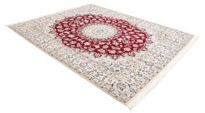 Tappeto Nain 9la Medaglione Floreale Rosso Avorio 208x262 Cm