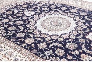 Tappeto Nain 9la Medaglione Floreale Blu Scuro Avorio 250x355 Cm