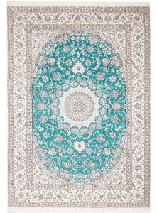 Tappeto Nain 9la Medaglione Floreale Verde Ottanio Avorio 248x355 Cm