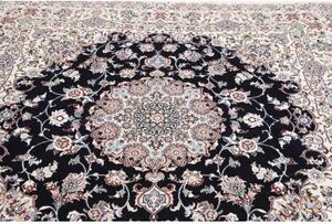 Tappeto Nain 9la Medaglione Floreale Blu Scuro Beige Quadrato 197x207 Cm