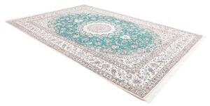 Tappeto Nain 9la Medaglione Floreale Verde Ottanio Avorio 248x355 Cm