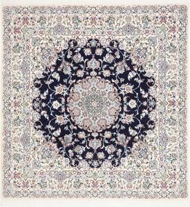 Tappeto Nain 9la Medaglione Floreale Blu Scuro Beige Quadrato 197x207 Cm
