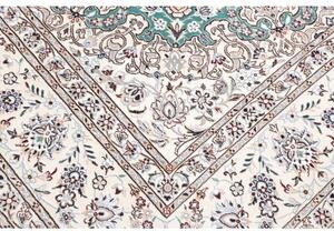 Tappeto Nain 9la Medaglione Floreale Verde Ottanio Avorio 248x355 Cm
