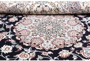 Tappeto Nain 9la Medaglione Floreale Blu Scuro Beige Quadrato 197x207 Cm