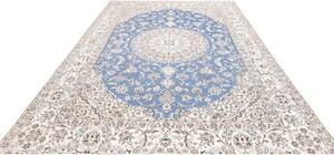 Tappeto Nain 9la Medaglione Floreale Azzurro Avorio 250x358 Cm