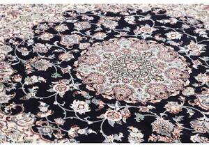 Tappeto Nain 9la Medaglione Floreale Blu Scuro Beige Quadrato 197x207 Cm