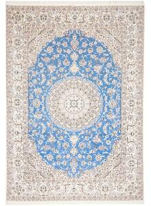 Tappeto Nain 9la Medaglione Floreale Azzurro Avorio 250x358 Cm