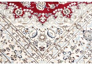 Tappeto Nain 9la Medaglione Floreale Rosso Avorio 208x262 Cm