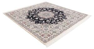 Tappeto Nain 9la Medaglione Floreale Blu Scuro Beige Quadrato 197x207 Cm