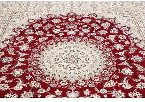 Tappeto Nain 9la Medaglione Floreale Rosso Avorio 208x262 Cm